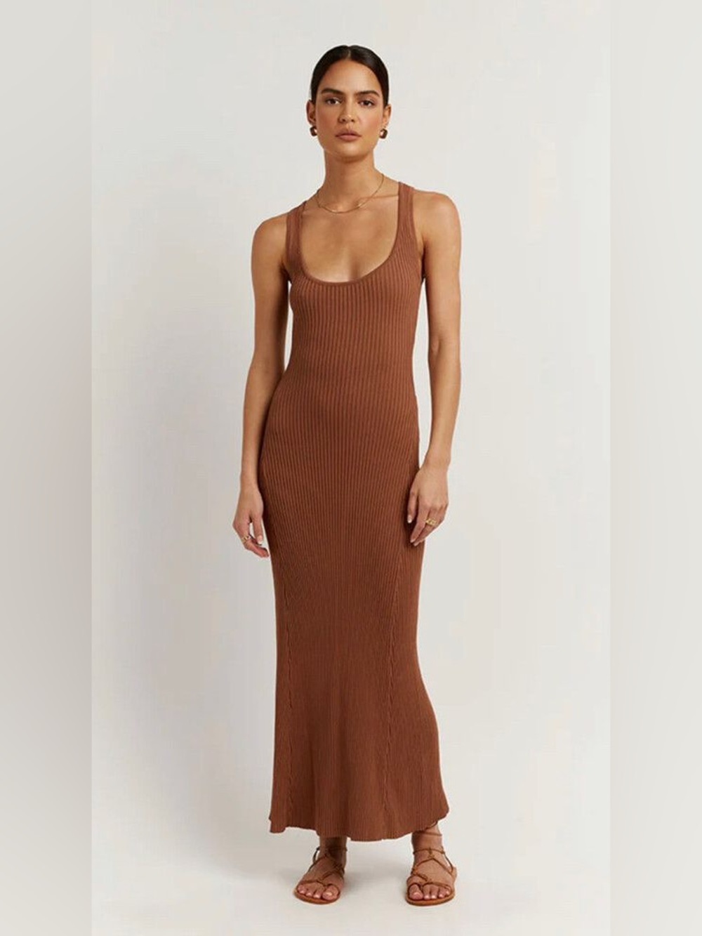 DISSH Victoria Mocha Ribbed Dress - Small